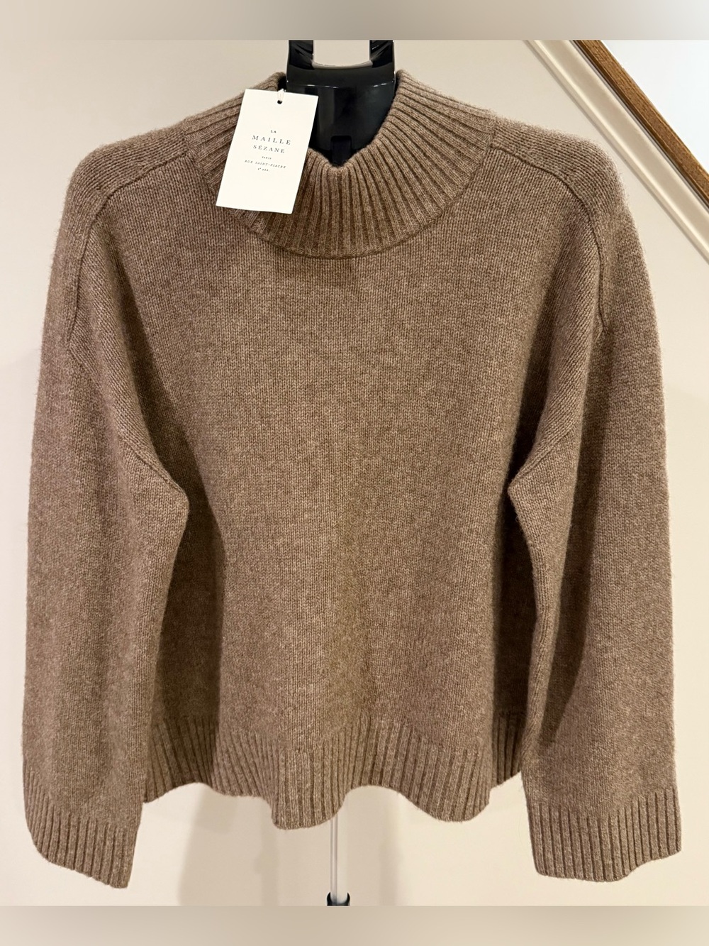 Sezane Lauren Sweater Dark Taupe Yak Wool NWT XXXL
